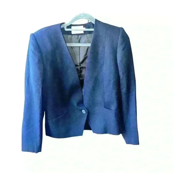 Mort Schrader Sz 4 Vtg black cropped wool jacket blazer & skirt Office Siren - Picture 1 of 9